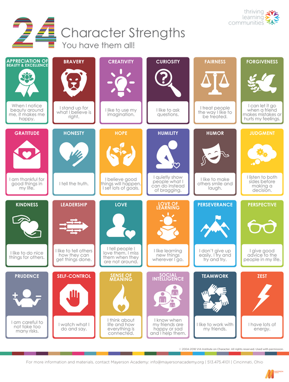 Character Strength Symbols Wall Poster - Large (25x33)